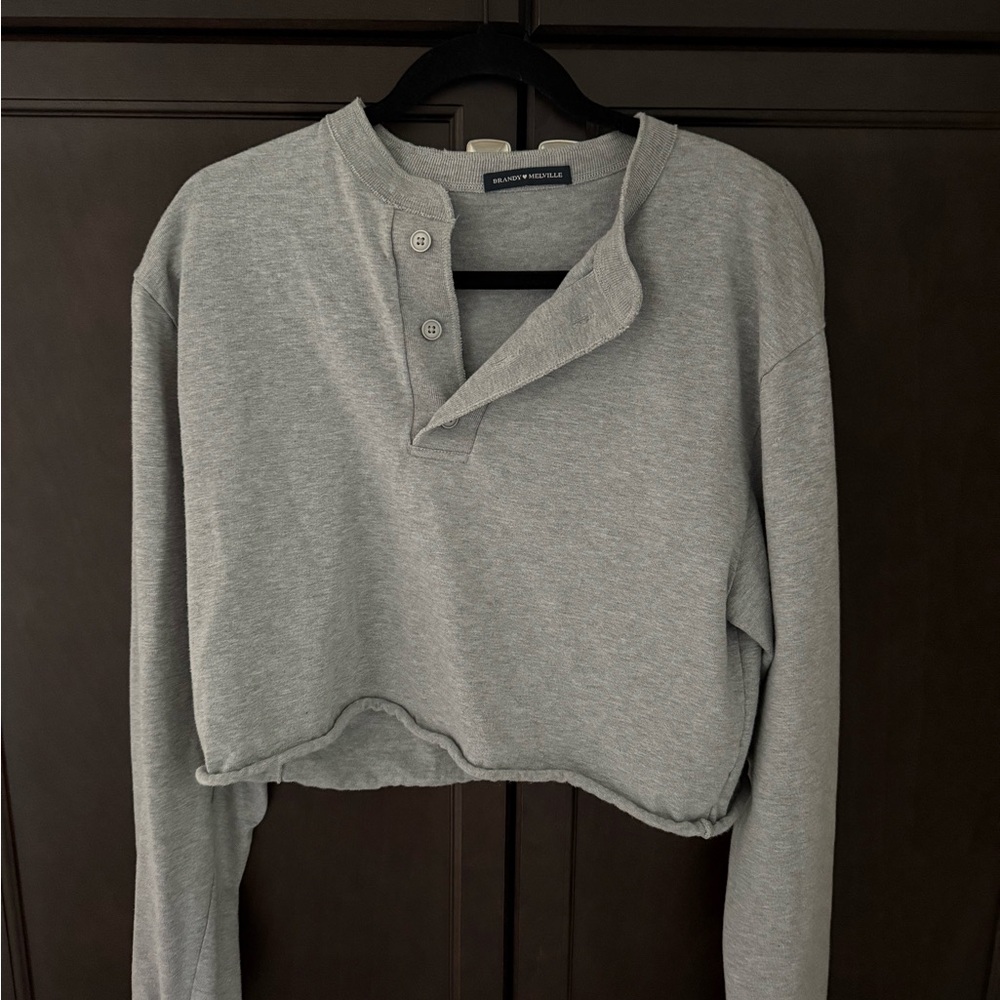 Brandy Melville Light Gray Buttoned Top